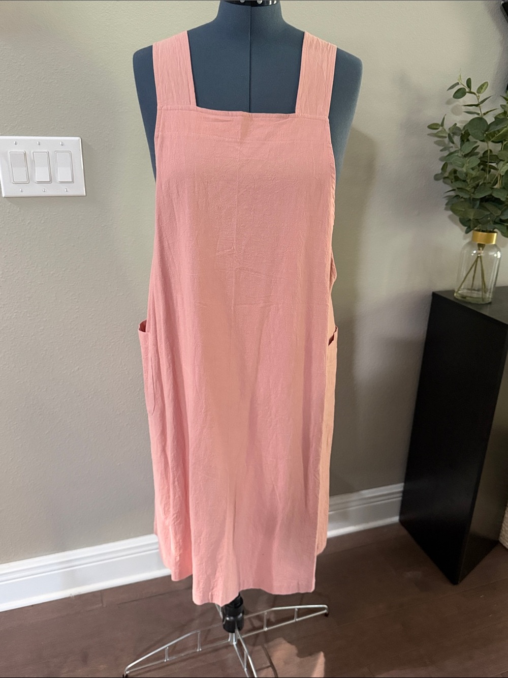 SHEIN Dusty Pink Sleeveless Midi Pinafore Dress